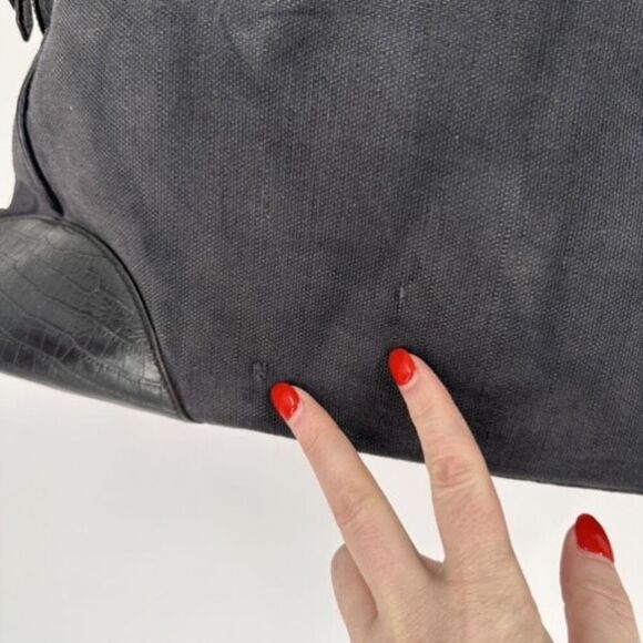 Paul Smith Women's Cotton Leather‎ Trim Double Handle Tote Shoulder Bag Black - Picture 4 of 16